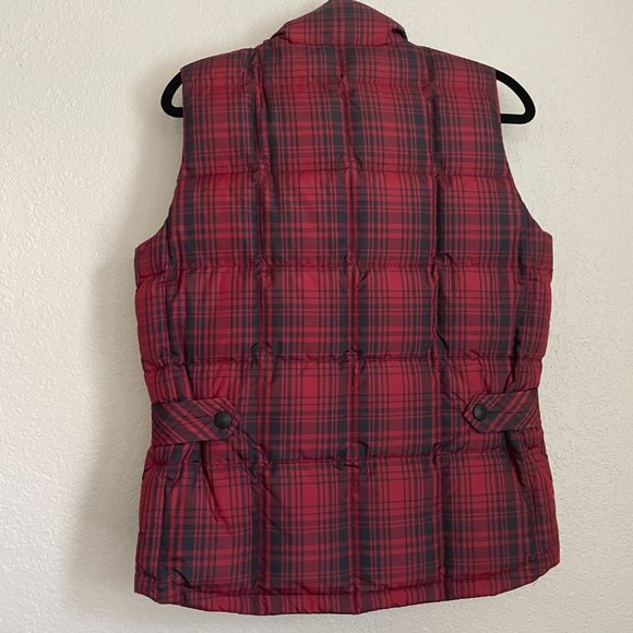 Eddie Bauer Red Plaid Goose Down Puffer Vest Extra Small - Picture 4 of 5